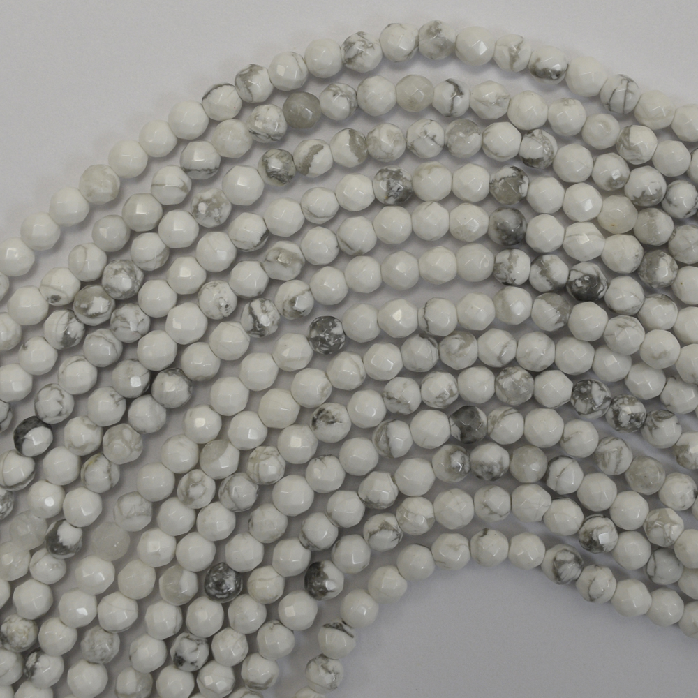Natural Faceted White Howlite Round Beads 14.5" Strand 3mm 4mm 6mm 8mm 10mm 12mm - Picture 3 of 5