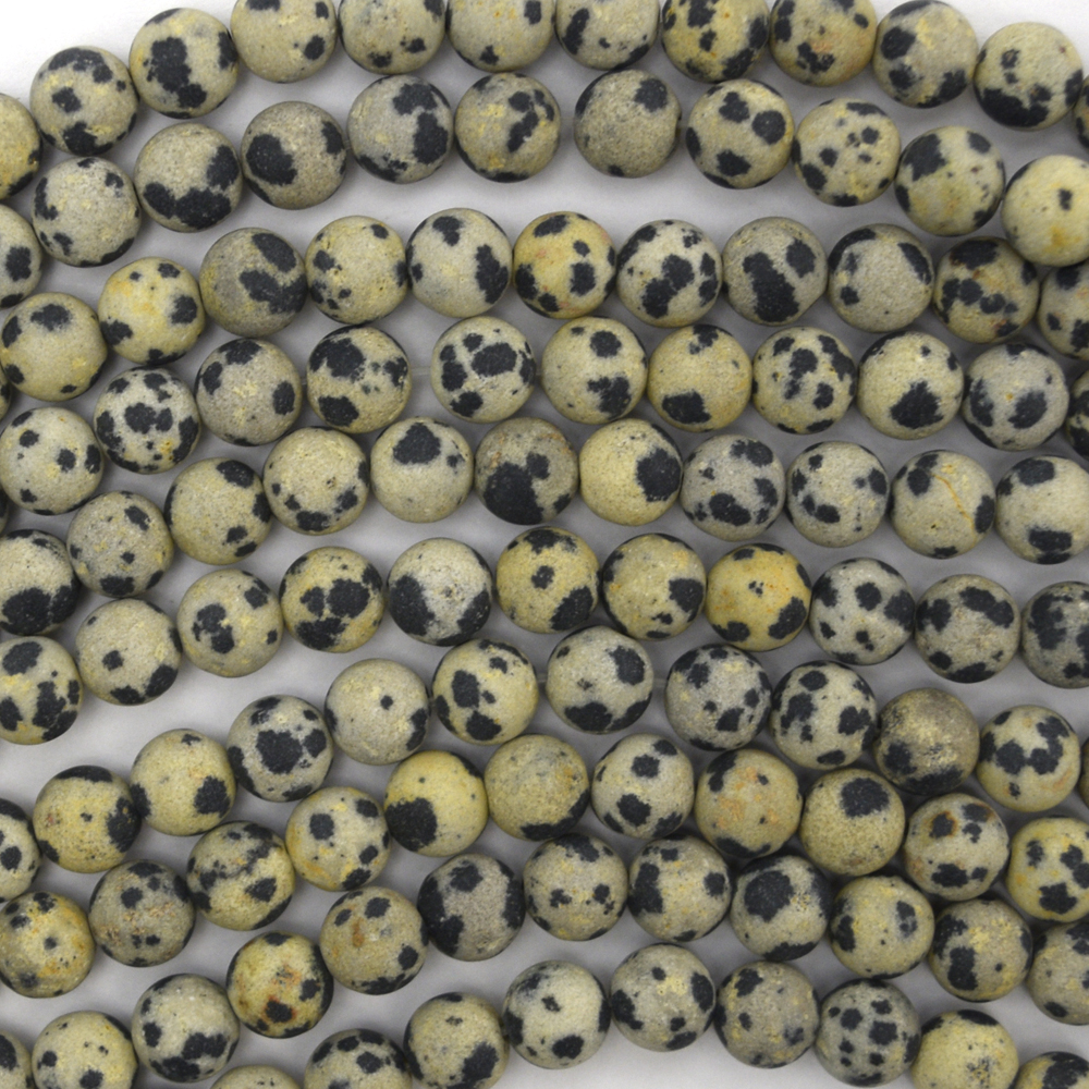 Dalmatian Jasper Round Beads Gemstone 15.5" Strand 4mm 6mm 8mm 10mm 12mm 