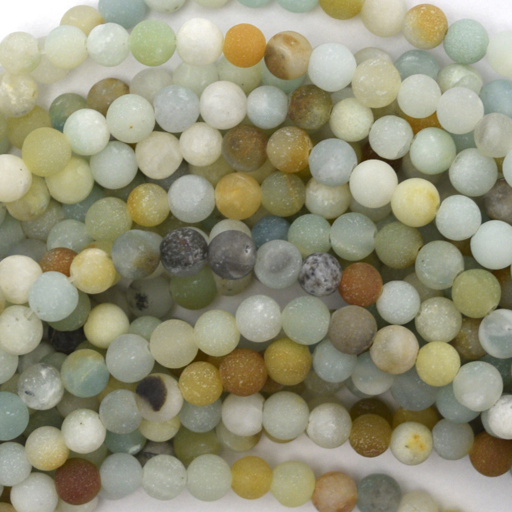 Cuentas redondas de amazonita multicolor mate natural 15" filamento 4 mm 6 mm 8 mm 10 mm 12 mm - Imagen 3 de 4