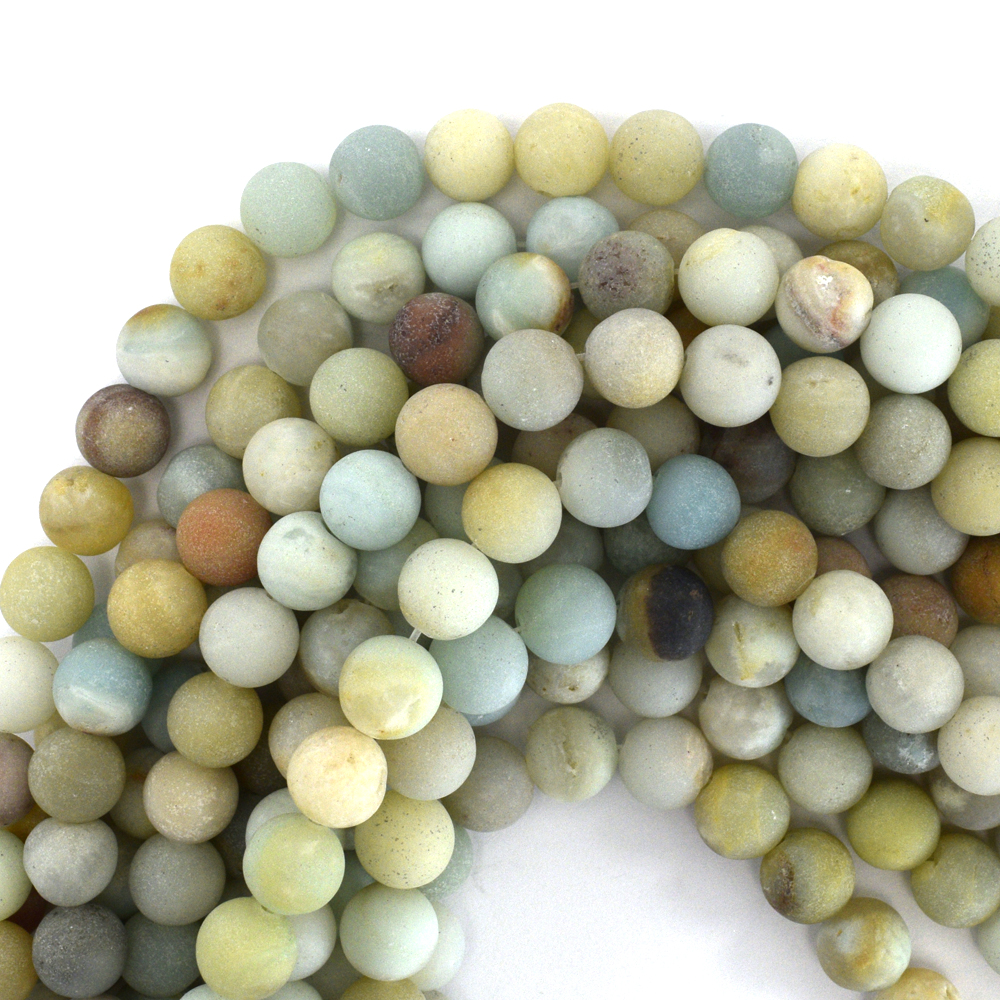 Cuentas redondas de amazonita multicolor mate natural 15" filamento 4 mm 6 mm 8 mm 10 mm 12 mm - Imagen 2 de 4
