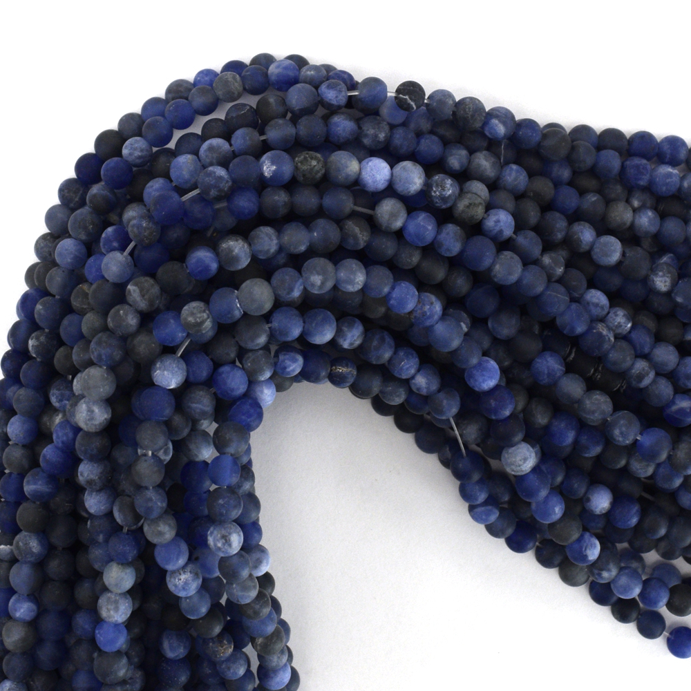 Cuentas redondas de sodalita azul mate natural piedras preciosas 15,5" hilo 4 mm 6 mm 8 mm 10 mm - Imagen 2 de 4