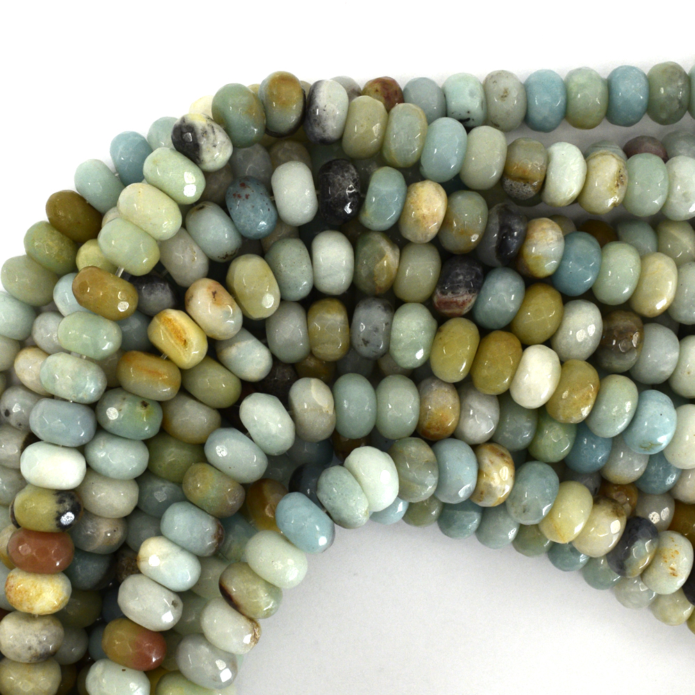 Faceted Amazonite Rondelle Beads Gemstone 15.5