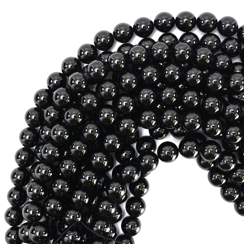 Natural Black Tourmaline Gemstones Round Beads 15.5'' 4mm 5mm 6mm 8mm 10mm 12mm 