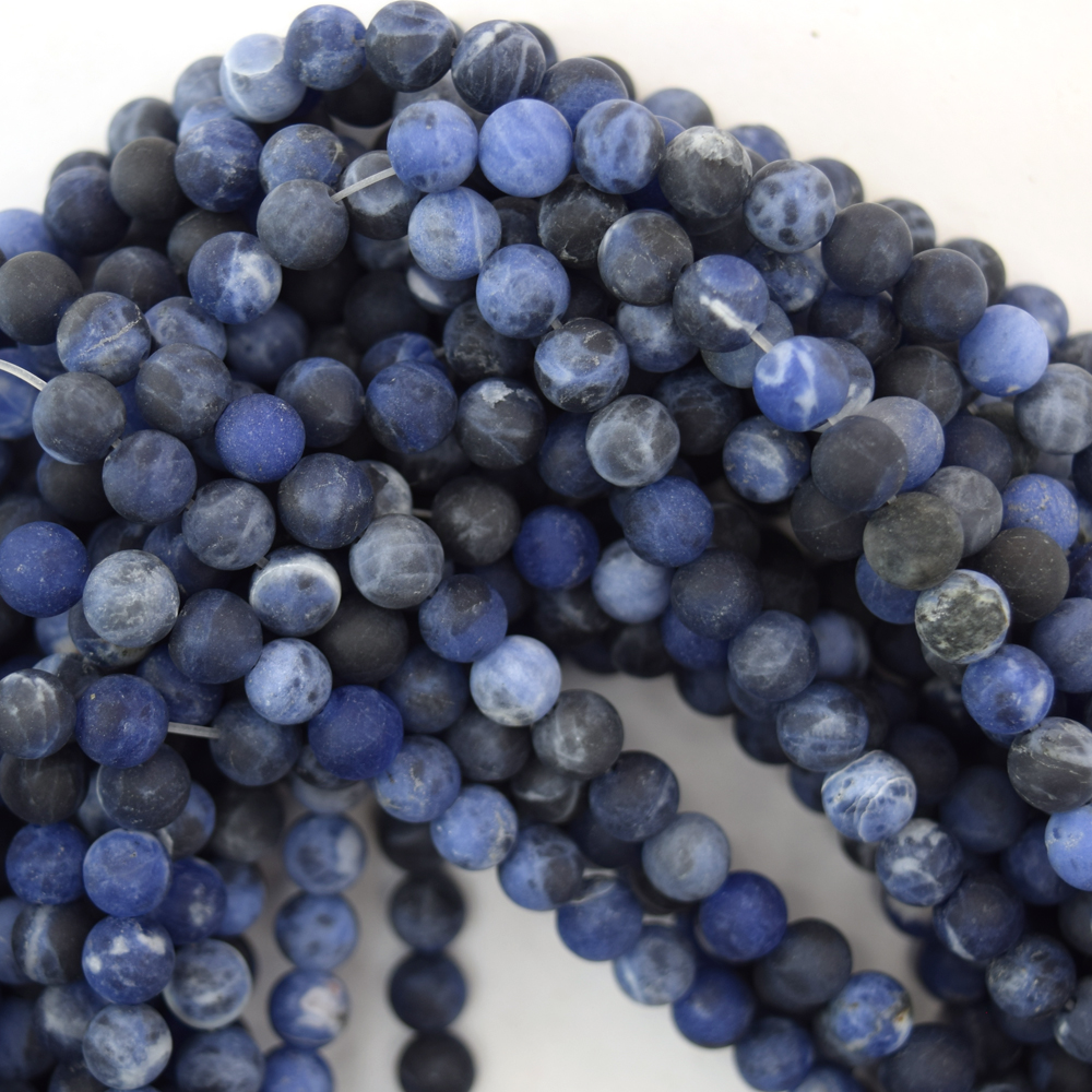 Cuentas redondas de sodalita azul mate natural piedras preciosas 15,5" hilo 4 mm 6 mm 8 mm 10 mm - Imagen 3 de 4