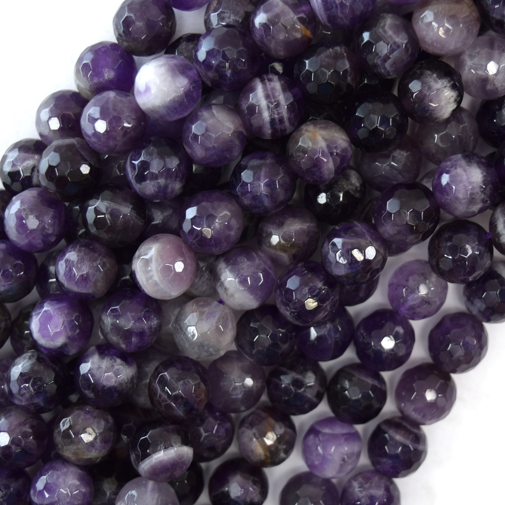 Natural 6mm Russican Purple Amethyst Faceted Round Gemstone Loose Beads 15" 