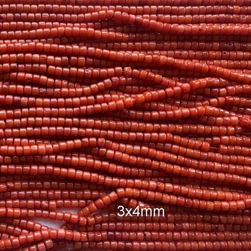 Orange Coral Heishi Disc Beads Gemstone 15.5″ Strand 3x4mm 4x6mm