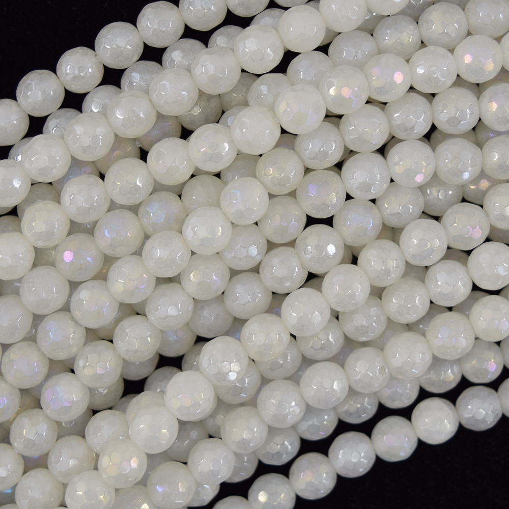 Cuentas redondas de jade blanco facetado de titanio místico 15,5" filamento 6 mm 8 mm 10 mm - Imagen 3 de 3