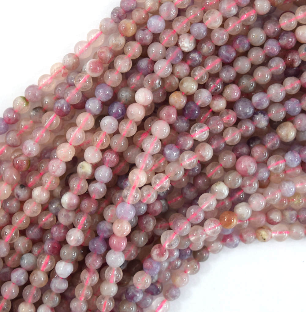 Natural Light Purple Pink Tourmaline Round Beads 15.5″ Strand 4mm 6mm 8mm 10mm